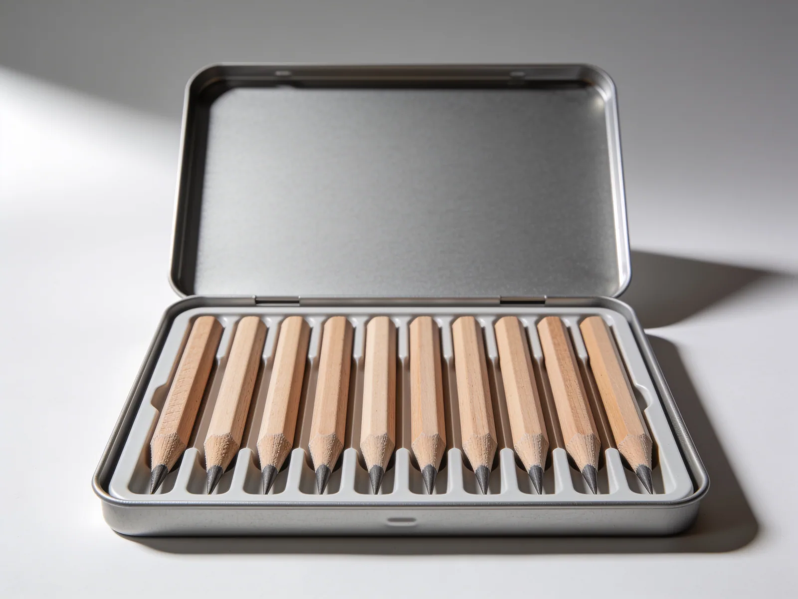 Holloway Graphite Set — Twelve graded pencils, 4H to 8B, cedar cased, in a tin